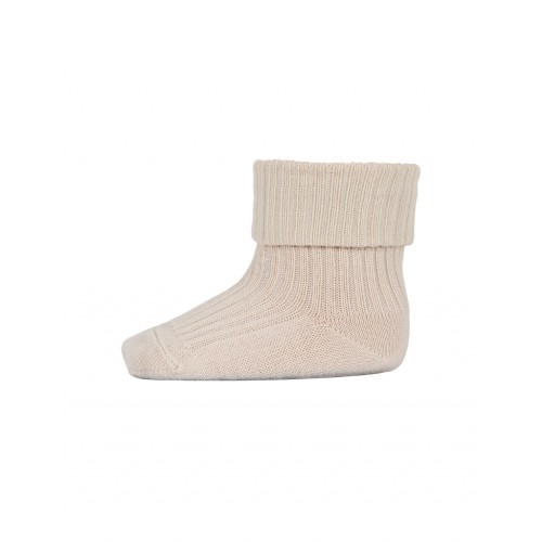 Baby Ankel Strømper Merino Uld Med Ombuk 19 21 Ecru
