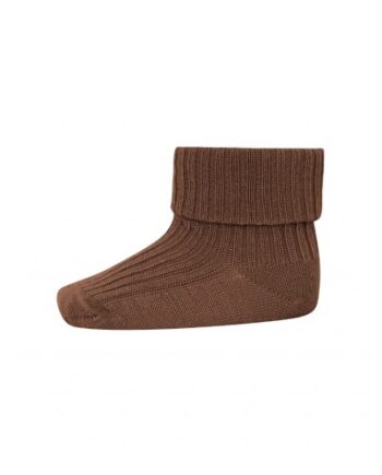 Baby Ankel Strømper   Merino Uld Med Ombuk 15 16 Peacan Pie