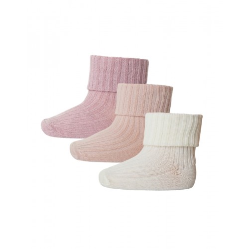 Baby Ankel Strømper Merino Uld Med Ombuk -pak 15 16 Soft Rose