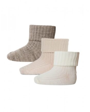 Baby Ankel Strømper   Merino Uld Med Ombuk   -pak 25 28 Soft Sand