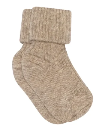 Baby Rib Ankelstrømpe Light Brown Melange 17 18