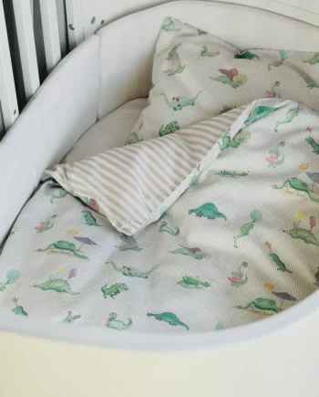 Baby Sengetøj  Dino Green Beige 70x100 Cm