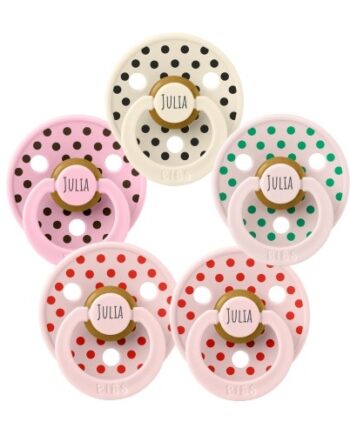 Bibs Studio Polka Dots Colour  Str      -  Mdr  Rund Latex  Sutter Med Navn   -pak