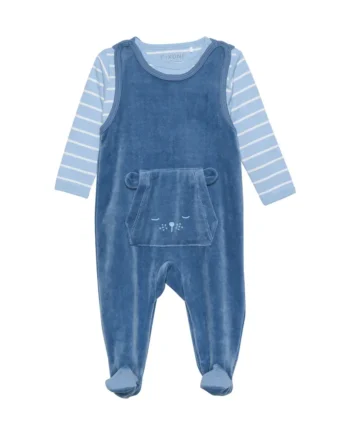 Body Langærmet   Velour Romper Blue Fushion 44