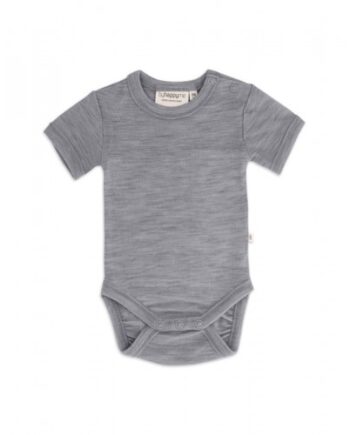 Body Med Kort ærme Og Knaplukning Over Den Ene Skulder Til Baby    100  økologisk Merino Uld Grey Melange 56