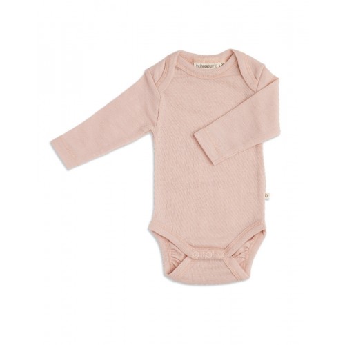 Body Med Lang ærme Og Amerikansk Lukning Til Baby   100  økologisk Merino Uld Rose Melange 56