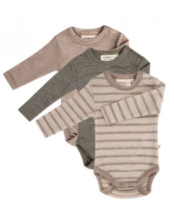 Body Med Lang ærme Og Rund Hals   100  økologisk Merino Uld Til Baby   -pak 56 Nature Beige Melange