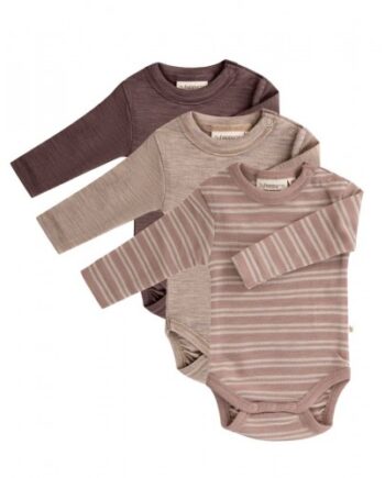 Body Med Lang ærme Og Rund Hals   100  økologisk Merino Uld Til Baby   -pak 56 Soft Rose Nature Melange