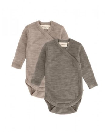 Body Med Lang ærme Og Slå Om Lukning Til Baby   100  økologisk Merino Uld   -pak 62 Soft Grain
