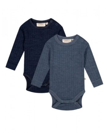 Body Med Rund Hals Og Knapper  Dropneedle    100  Merino Uld  Oeko-texâ   -pak 56 Blue Navy Melange