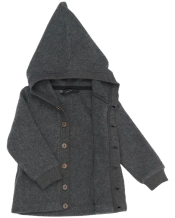 Bomuld Fleece Cardigan Med Hætte Anthracite Melange 92