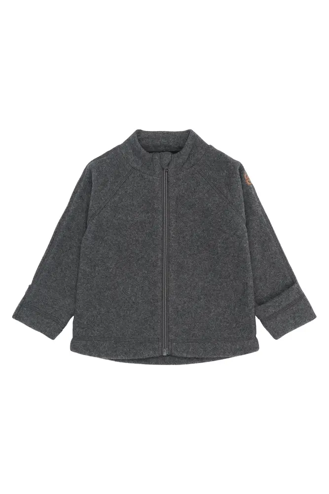 Bomuld Fleece Jakke Anthracite Melange 116