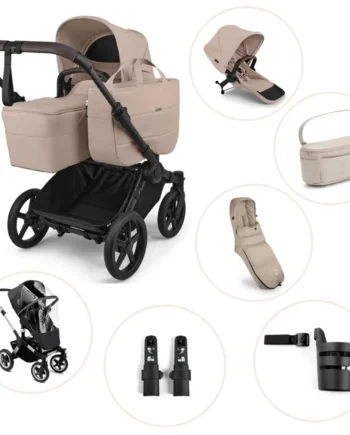 Bugaboo Donkey   Kombivogn Inkl  Søskendesæde  Organizer  Kørepose  Kopholder  Højdeadapter Og Regnslag Desert Taupe Melange