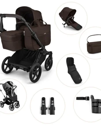 Bugaboo Donkey   Kombivogn Inkl  Søskendesæde  Organizer  Kørepose  Kopholder  Højdeadapter Og Regnslag Fern Green