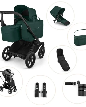 Bugaboo Donkey   Kombivogn Inkl  Søskendesæde  Organizer  Kørepose  Kopholder  Højdeadapter Og Regnslag Fern Green