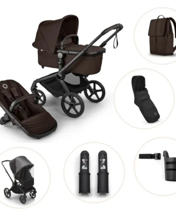 Bugaboo Fox   Renew Kombivogn Inkl  Puslerygsæk  Kørepose  Kopholder  Højdeadapter Og Regnslag Black Cocoa Brown
