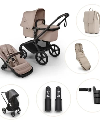 Bugaboo Fox   Renew Kombivogn Inkl  Puslerygsæk  Kørepose  Kopholder  Højdeadapter Og Regnslag Black Desert Taupe Melange