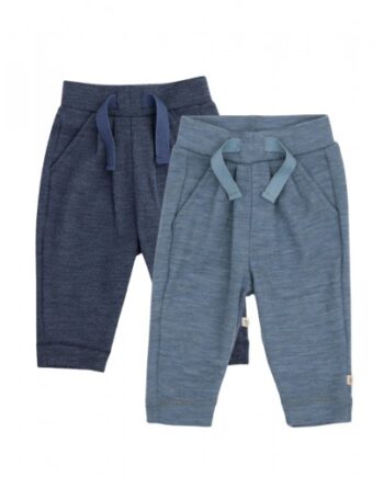 Bukser Med Snor   Taljen   100  Merino Uld Til Baby   -pak 62 Blue Melange