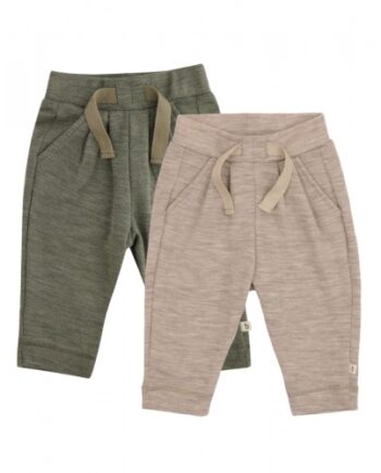 Bukser Med Snor   Taljen   100  Merino Uld Til Baby   -pak Moss Melange 62