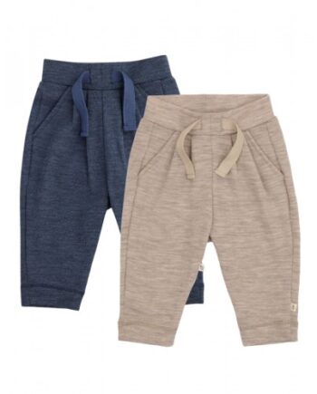 Bukser Med Snor   Taljen   100  Merino Uld Til Baby   -pak Navy Melange 62