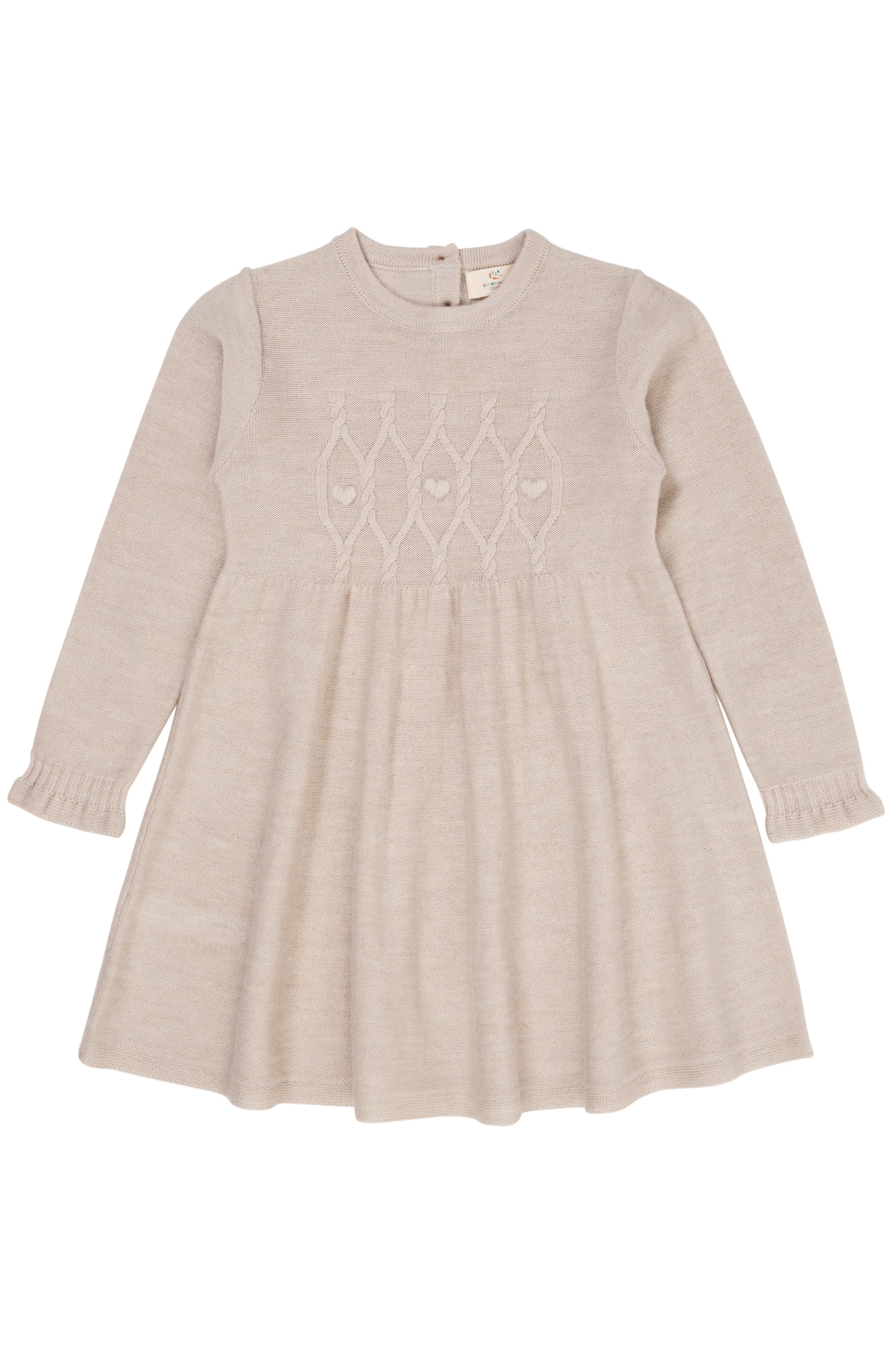Copenhagen Colors Merino Cable Dress    Hearts Pale Cream Melange 92 Cm