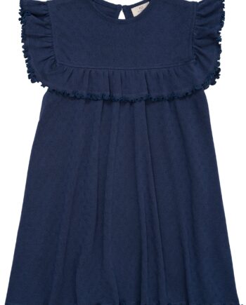 Copenhagen Colors Pointelle Hjerte Kjole Navy 92 Cm