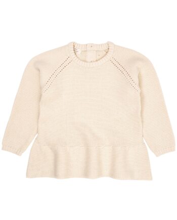 Copenhagen Colors Strik Bluse Med Flæse Cream 80 Cm