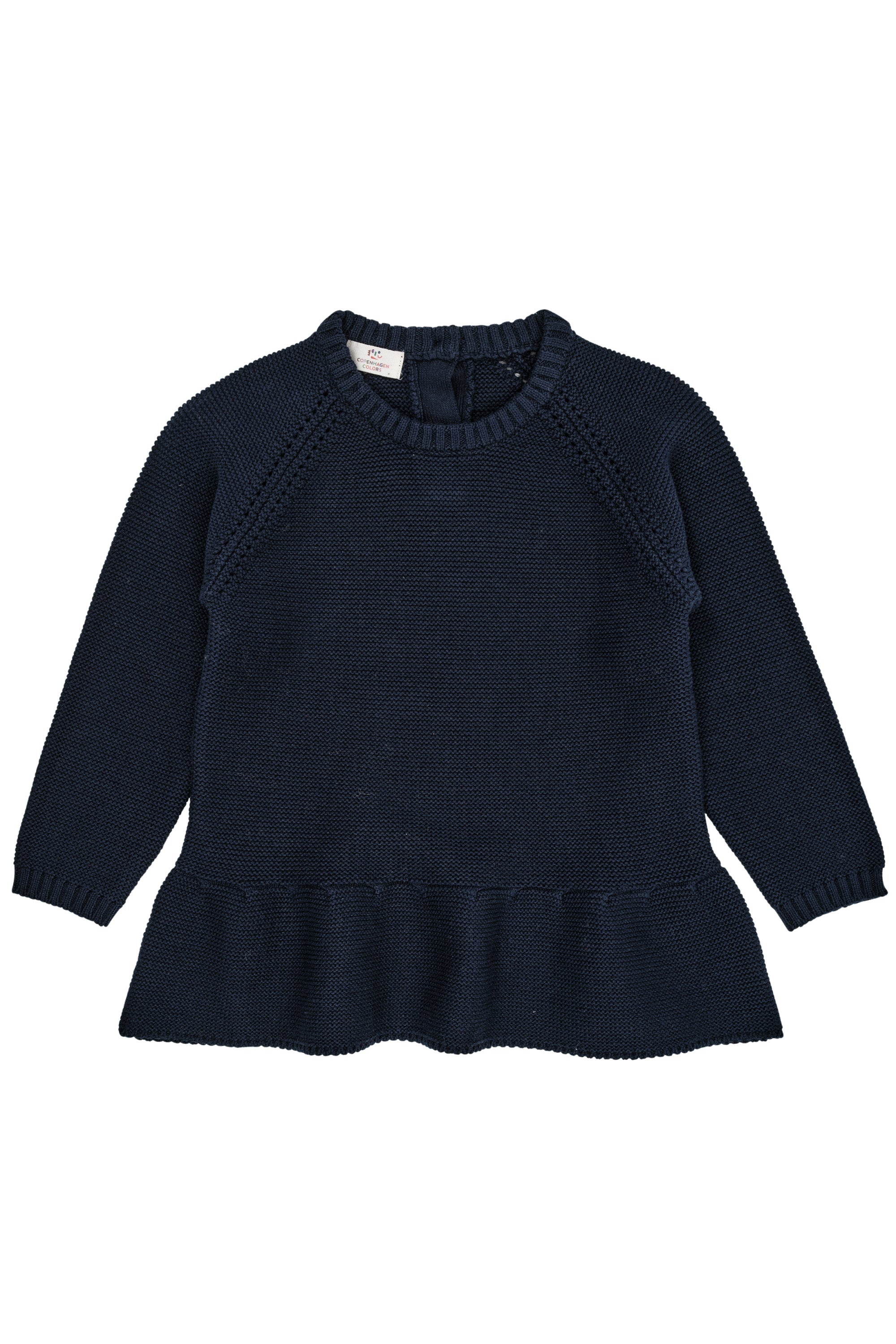 Copenhagen Colors Strik Bluse Med Flæse Navy 80 Cm