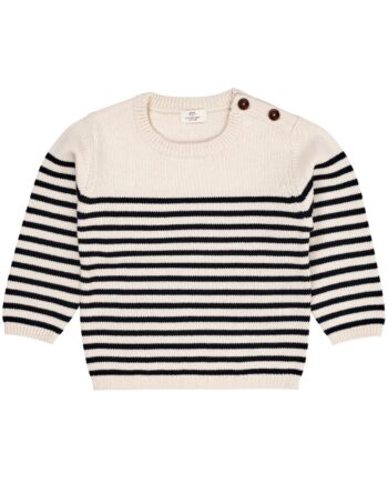 Copenhagen Colors Strik Bluse Med Striber Cream Navy 92 Cm