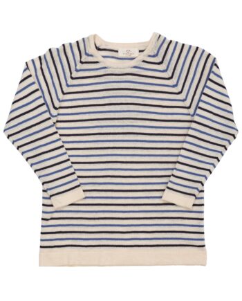 Copenhagen Colors Strik Bluse Med Striber Cream Navy Skyblue 80 Cm