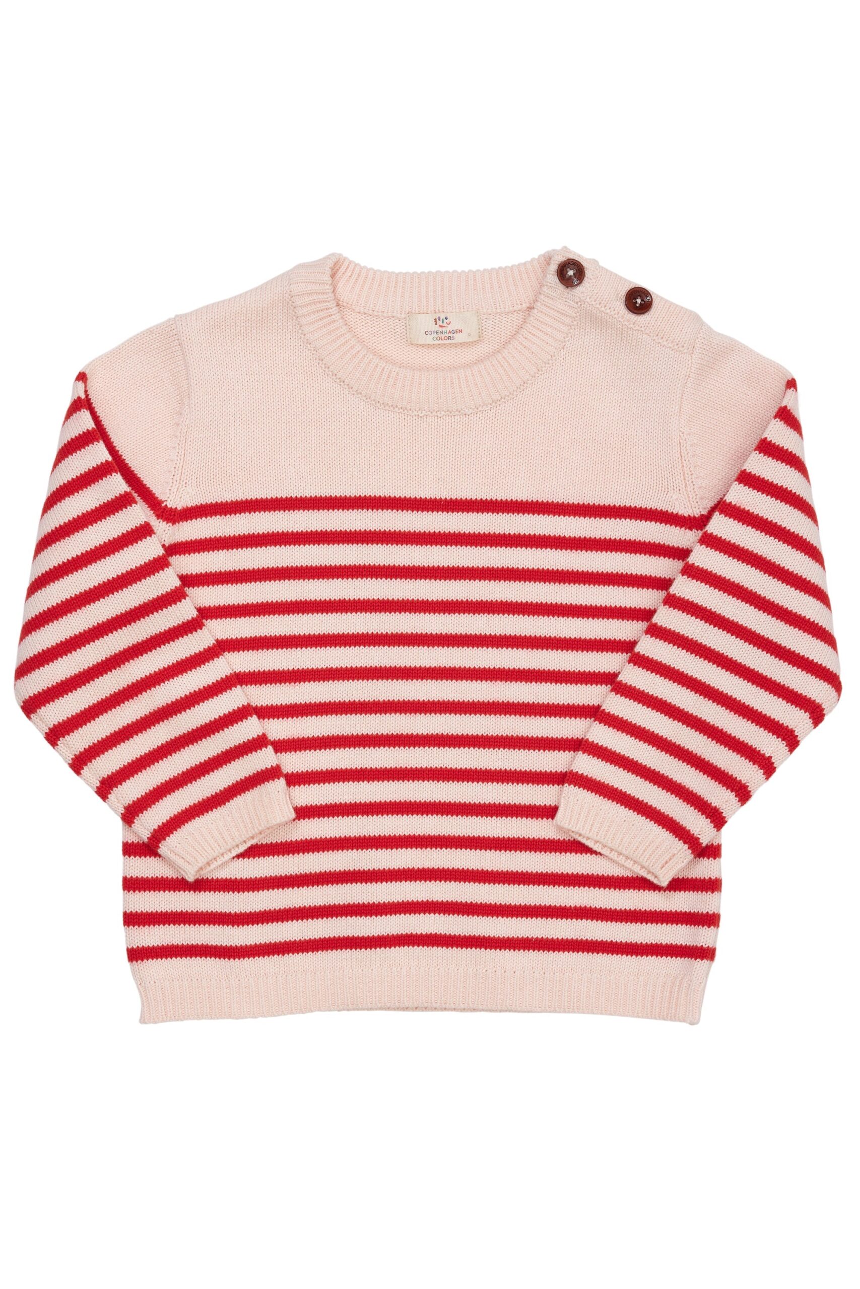 Copenhagen Colors Strik Bluse Med Striber Dusty Rose Rød 92 Cm
