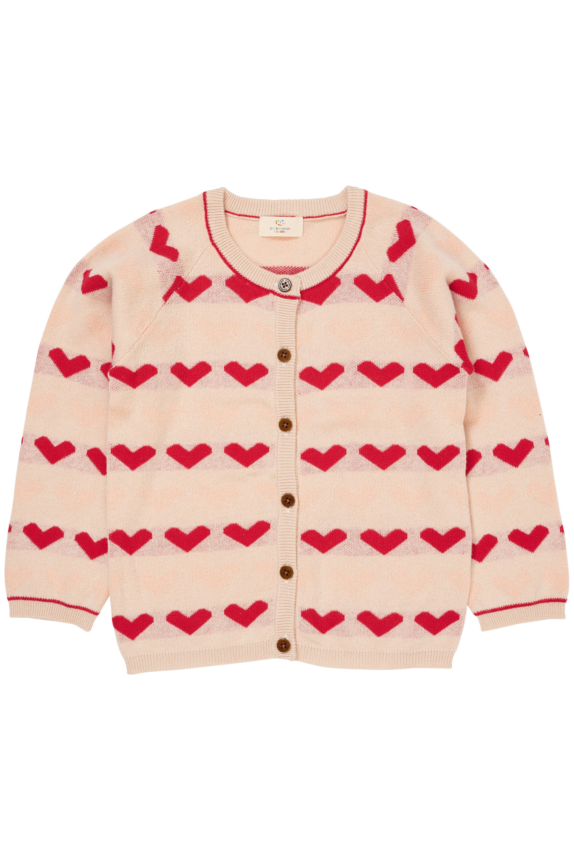 Copenhagen Colors Strik Cardigan Med Hjerter Berry 80 Cm