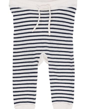 Copenhagen Colors Strik Leggings Med Striber Cream Navy 50 Cm