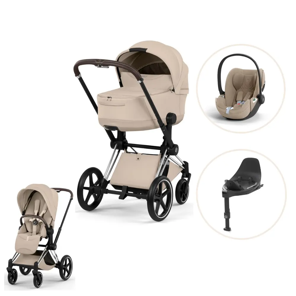 Cybex Priam Style Kombivogn Inkl Cloud Plus Og Base Cozy Beige Chrome Brown