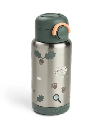 Done By Deer Isolerende Flaske Med Sugerør Tiny Trails 340 Ml Grøn