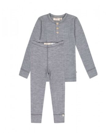 Drengeâ Sæt   100  Merino Uld  Oeko-texâ  Langærmet  -shirt   Leggings 1x1 Rib