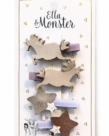 Ella   Monster Hårspænde    Enhjørning   Stjerner Rosa