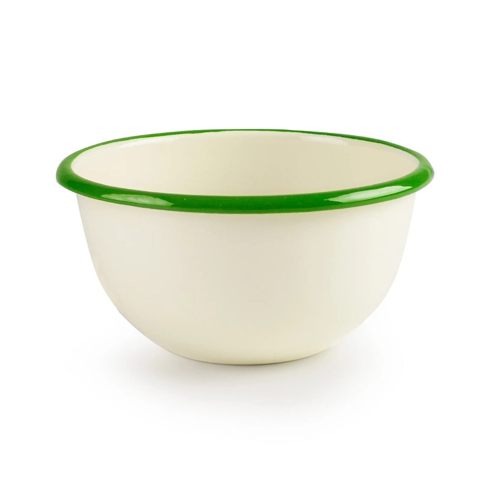 Emalje Skål Grøn Kant 12 Cm