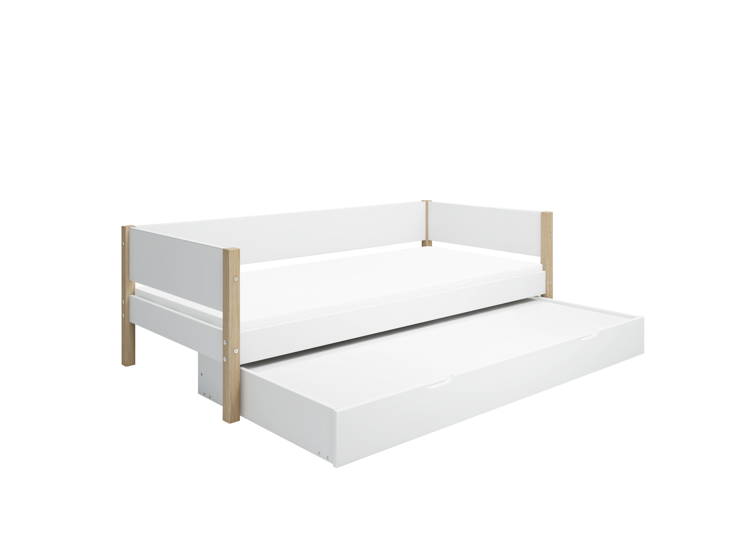 Flexa Nor Enkeltseng 90x200 Cm Baggavl Incl Udtræksseng Hvid Eg