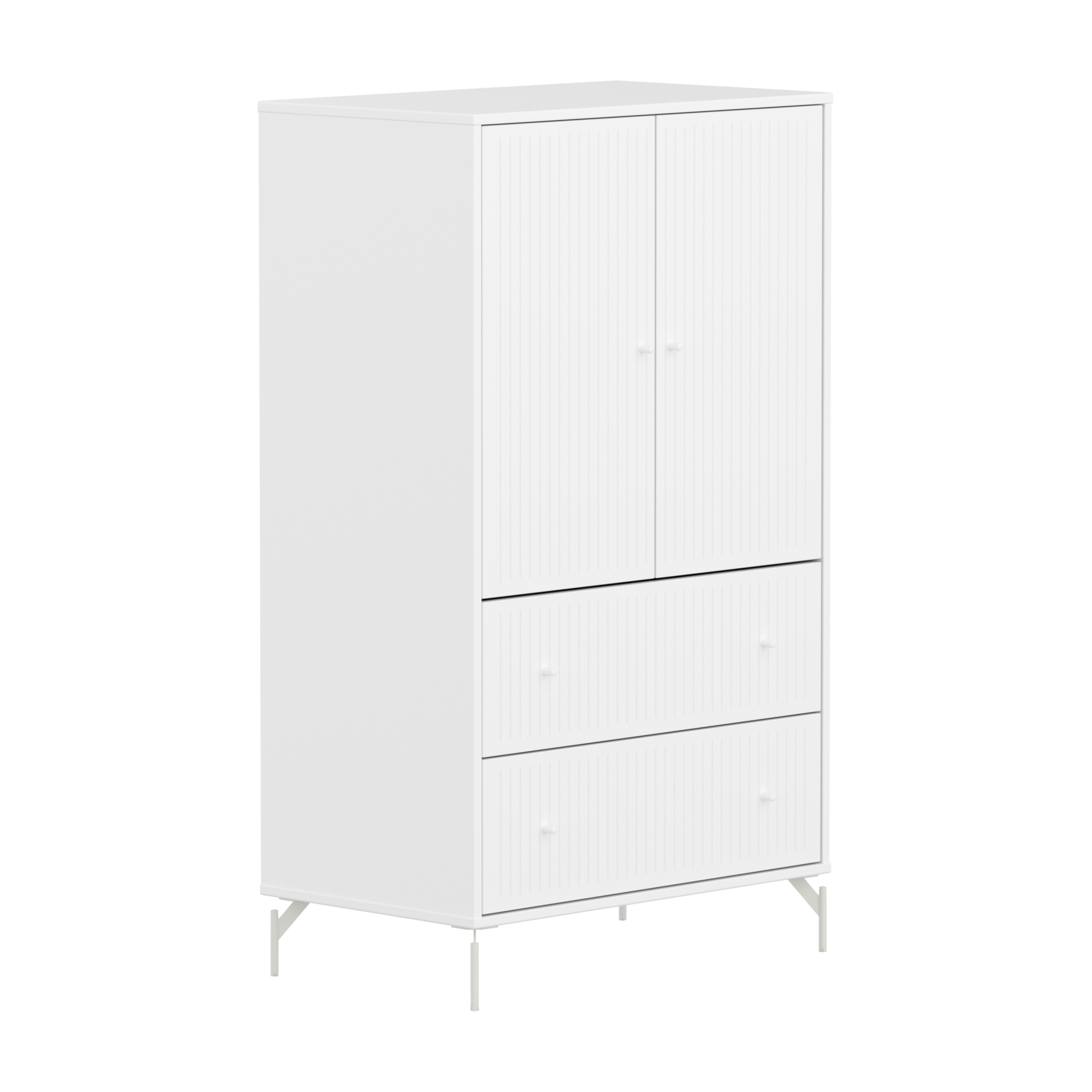 Flexa Saga Skab 129 5x75 5x45 Hvid Riller Hvide Greb Og Ben