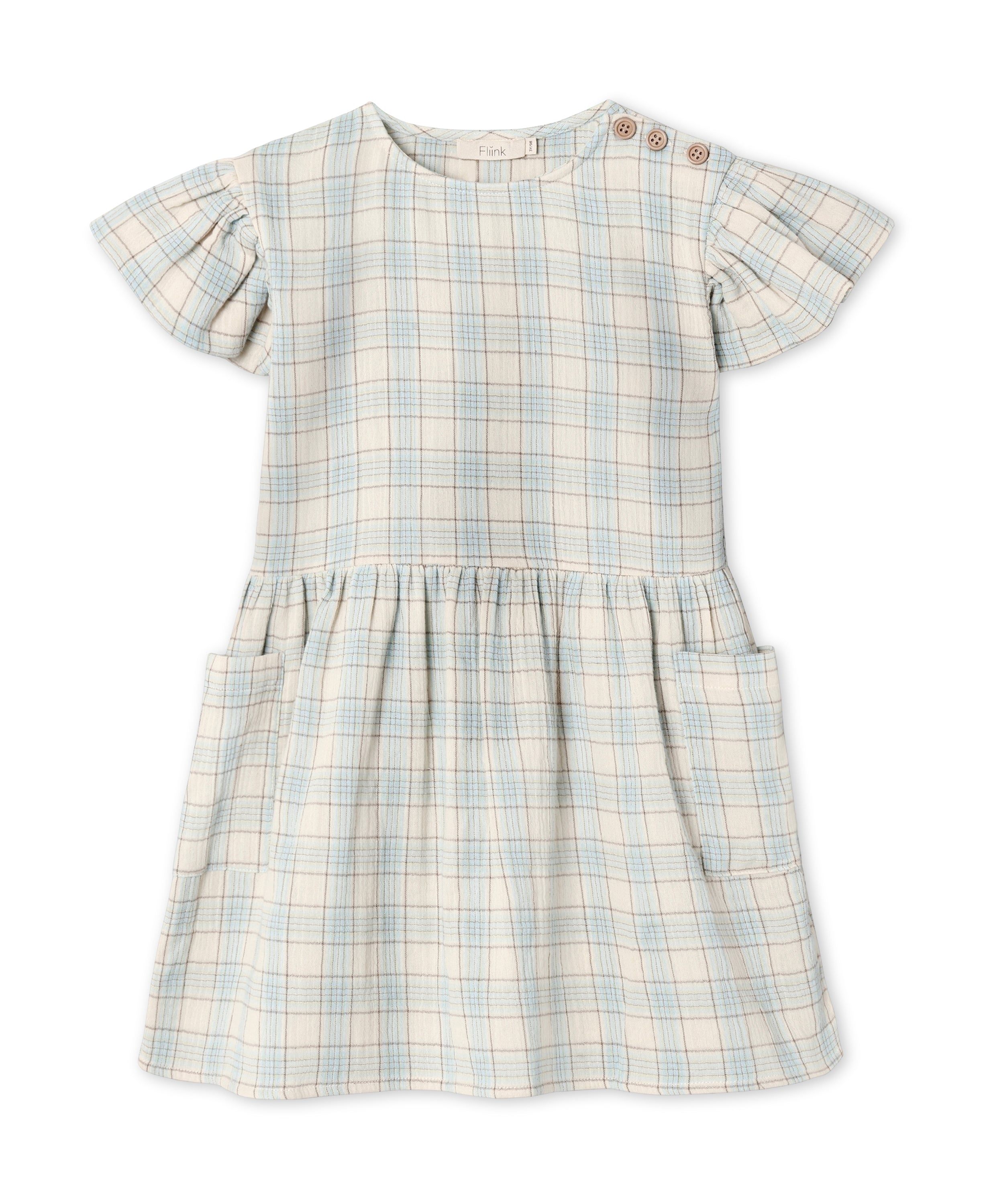 Fliink Cha Cha Dress Sandshell Check 80 Cm
