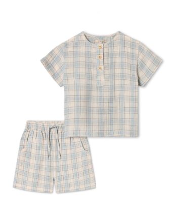 Fliink Cha Cha Shorts Sæt Sandshell Check 80 Cm