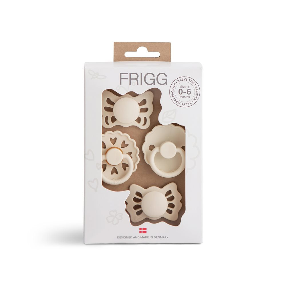 Frigg Baby   First Pacifier  -pack Floral Heart Cream