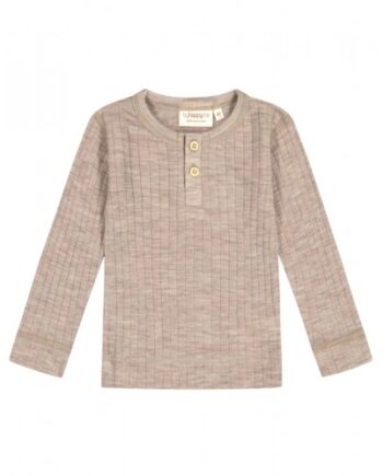 Granddad  -shirt Med Lange ærmer   Dropneedle-strik  100  Merino Uld  Oeko-texâ  Beige Melange 80