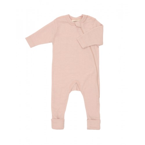 Heldragt 100 økologisk Merino Uld Med Lynlås Siden Til Baby Rose Melange 56