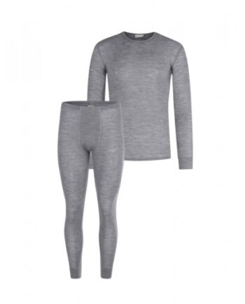 Herresæt   100  Merino Uld   Langærmet  -shirt Og Longjohns 1x1 Rib