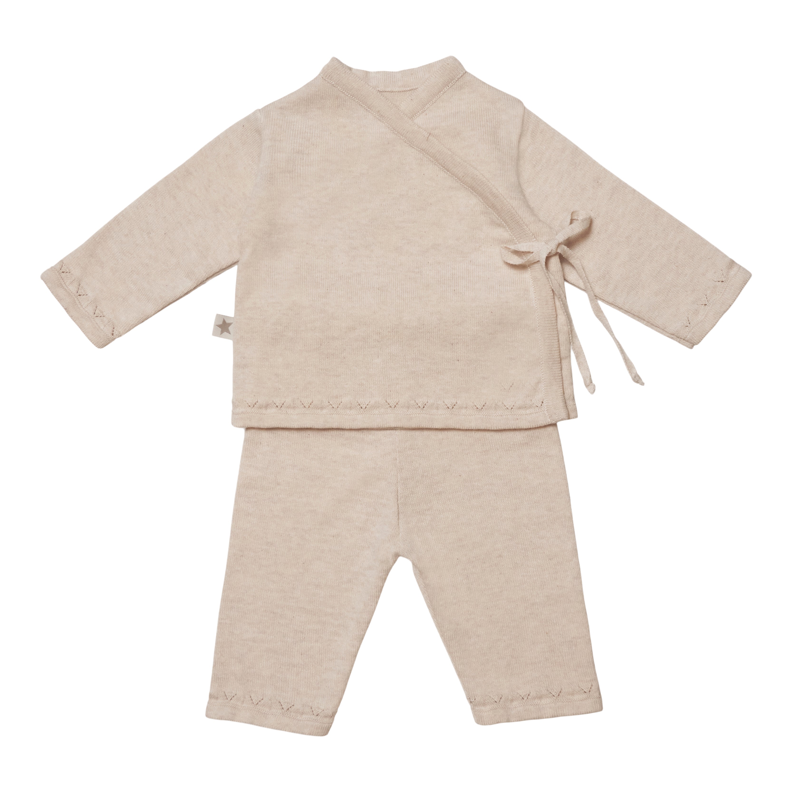 Huttelihut Lani Sæt Baby Bluse   Bukser Uld Off White 56-62 Cm