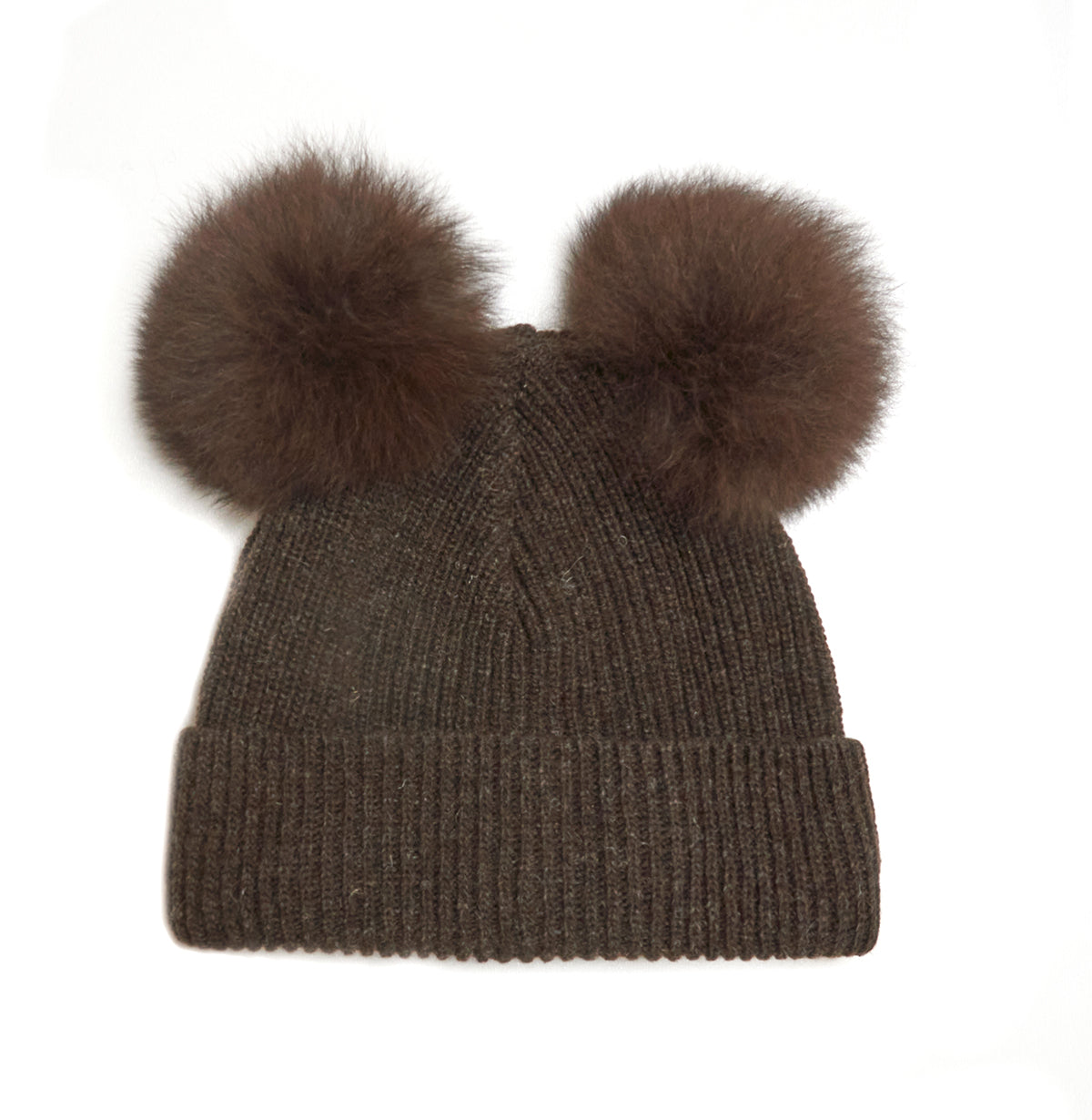 Huttelihut Uld Hue Med Alpaca Pompoms Brown  -  år