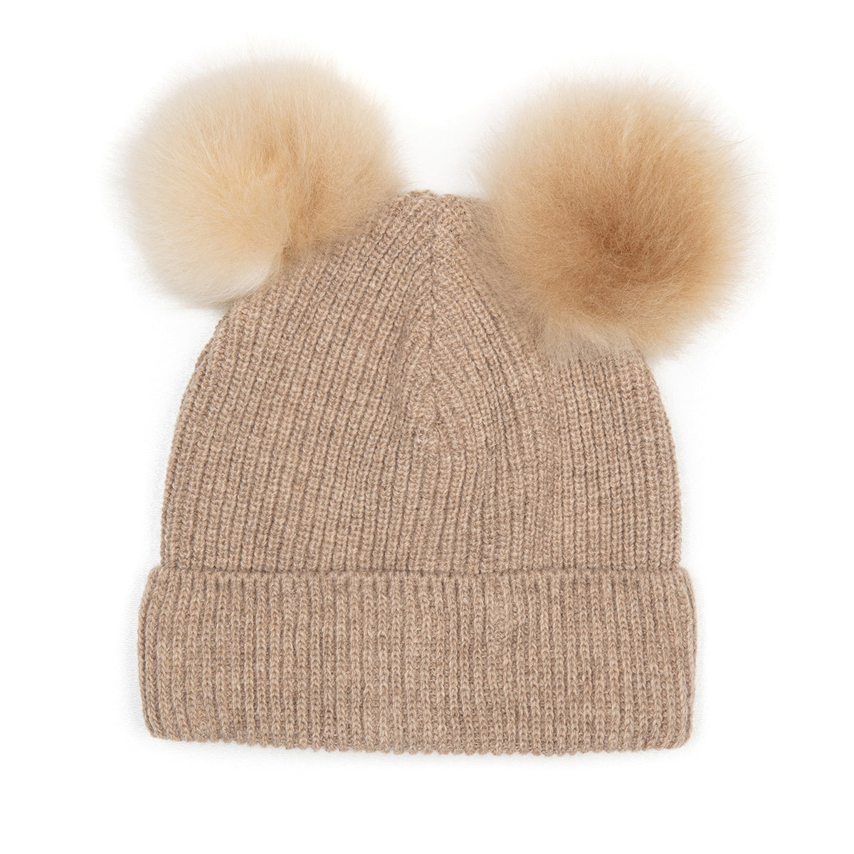 Huttelihut Uld Hue Med Alpaca Pompoms Camel  -  år