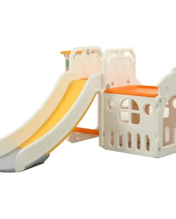 Kids Zone Aktivitets Rutsjebane Med Basket Og En Hule